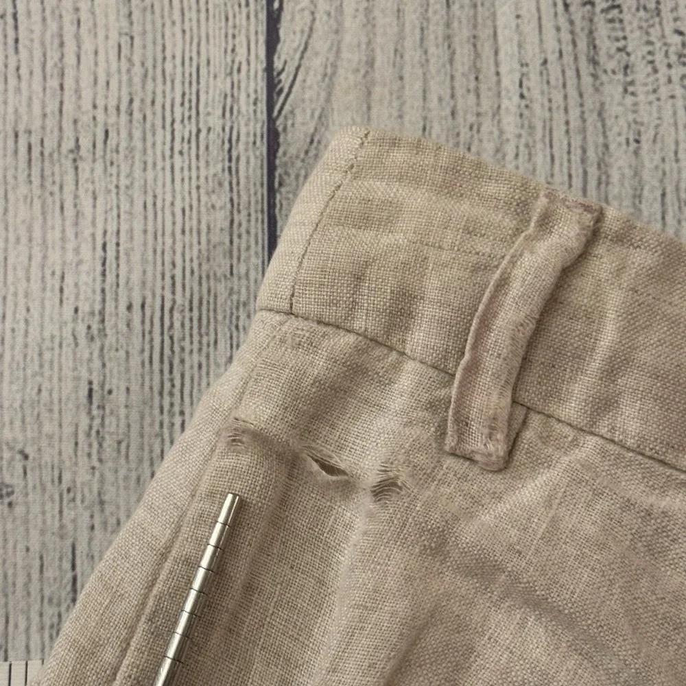 Reformation Linen Wide Leg Cropped Pants Women Size 4 Beige High Rise Inseam 25
